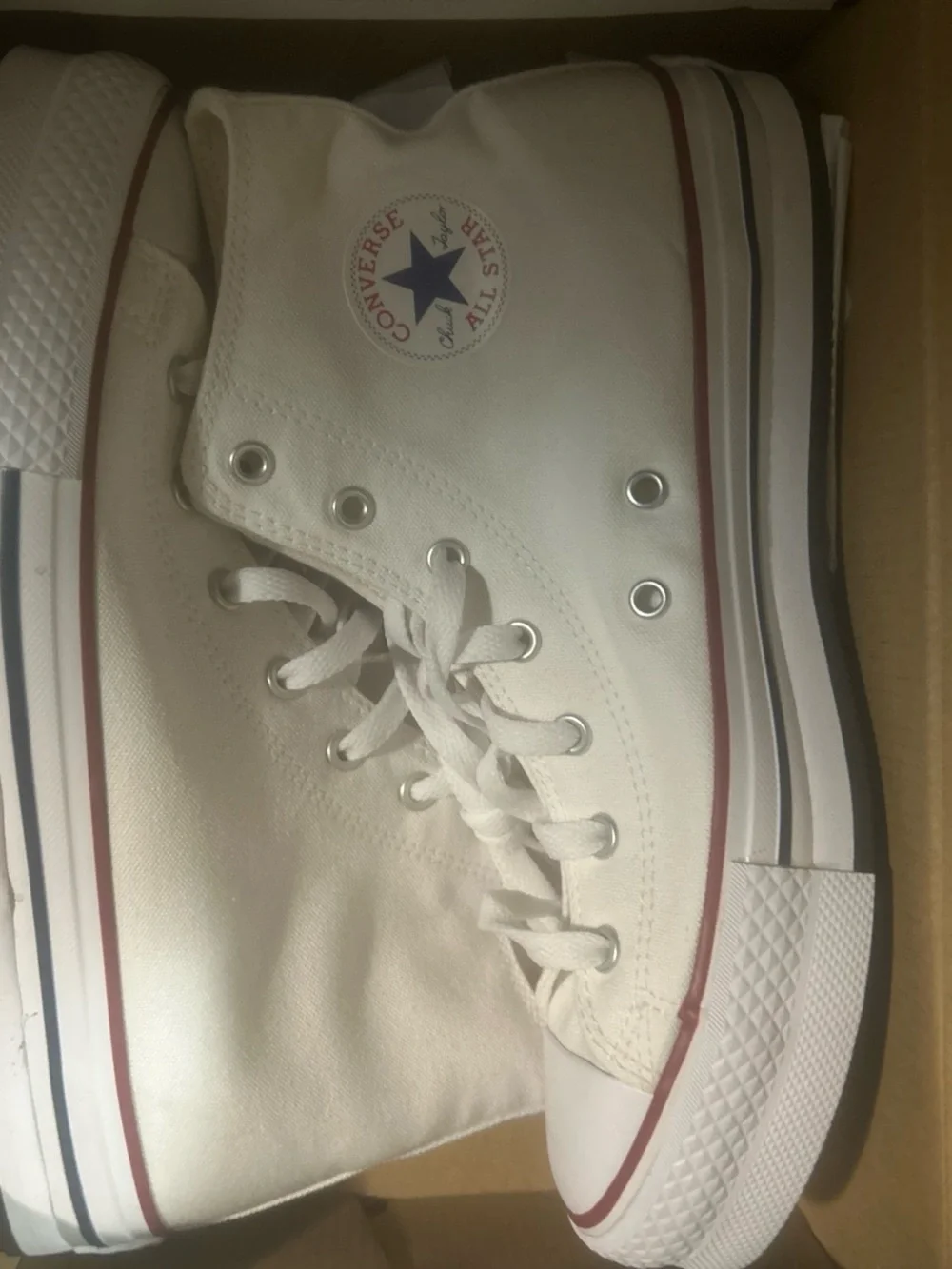 Converse White platform  High Top Sneakers size 7 youth girls (8.5 women)